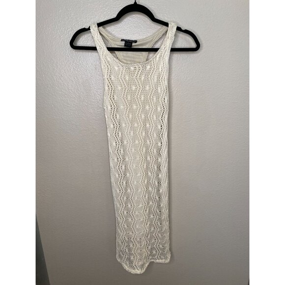 See You Monday Crochet Lace Dress Sleeveless Small Beige Casual Made‎ In USA - Picture 2 of 7